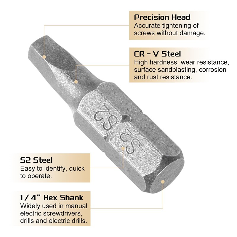 sourcing map 10pcs Square Head Screwdriver Bits 1/4" Hex Shank
