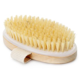 Dry Brushing Body Brush - Best for Exfoliating Dry Skin, Lymphatic Drainage and Cellulite Treatment - Organic Spa Exfoliator and Massage Scrub Brush with Natural Boar Bristles (Oval)