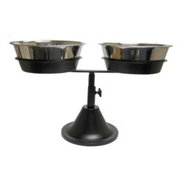 QT Dog - Double Adjustable Barstool Diner, 3 Quart Stainless Steel Bowl - Black