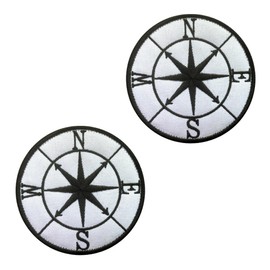 2 Pcs Compass Military Patch Embroidered Fastener Iron On Sew On Outdoors Emblem Applique Tactical Flag Patches for Backpacks,Jacket,Vest,Bags,Clothes,Jeans,Hats
