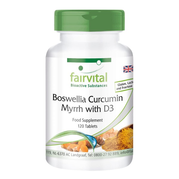Fairvital | Boswellia Curcumin Myrrh with D3 - HIGH Dosage - 120 Tablets