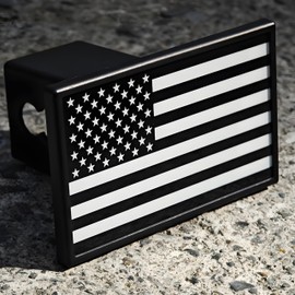 Aluminum American Flag Trailer Hitch Cover for 2 inch Receivers,Truck Accessories（with 5/8-Inch Pin Diameter Trailer Hitch Lock ） (A)