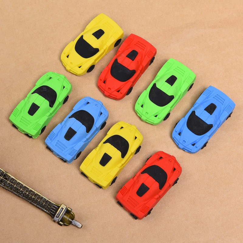MGTECH Car Erasers for Kids, 12Pcs 3D Mini Vehicle Puzzle
