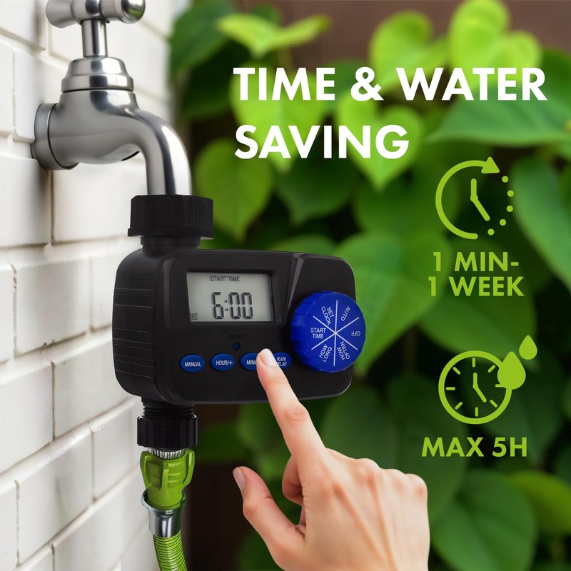 Green Blue Irrigation Control, Electronic Watering Timer with IP55 Protection,
