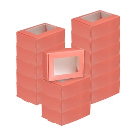 sourcing map 30Pcs Kraft Soap Boxes, 3.3" x 2.4" x 1.2" Mini Kraft Treat Box with Clear Window for Candy Cookie Gift Party Favor Treats Packaging (Pink)