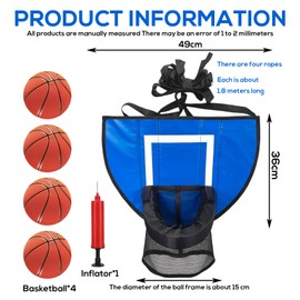 Trampoline Basketball Hoop, Basketball Stand with Ball Pump, Trampoline Basketball Attachment, Trampoline Basketball Attachment, Board Mini Basketball Hoop with 4 Mini Basketballs and 1 Pump for