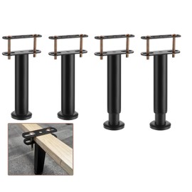 uxcell 12 Set 12.6 Inch Total Height Adjustable Metal Bed Frame Center Support Legs, Bed Frame Replacement Legs with Wide Base, Bed Sofa Furniture Slat Support Legs, Black