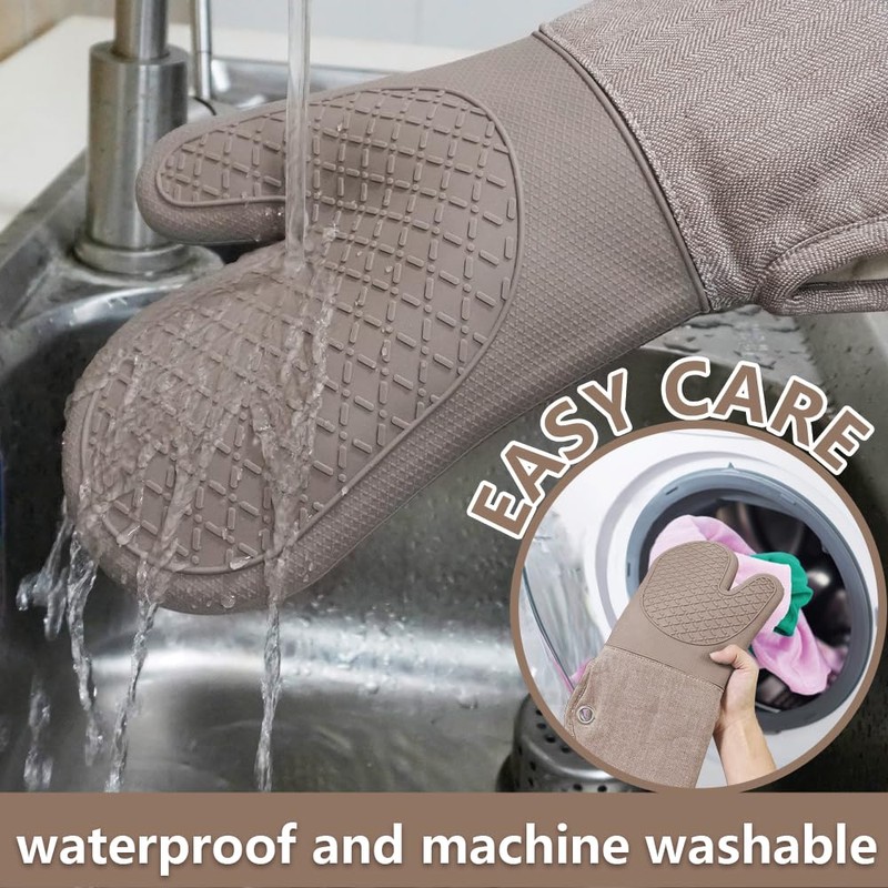 Professional Microwave Silicone Oven Mitts one Pair, Kitchen Mitten Set
