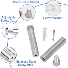 Standoff Wall Fixings,12PCS Stainless Steel Standoff Screws, 12x60mm Wall Bracket Sign Holder Screws Advertising Screw Kit Mounting Glass Hardware for Hanging Acrylic Photo Frames