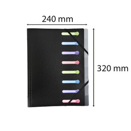 Exacompta 56181E Premium Folder Opaque Made of Sturdy Plastic DIN A4 8 Compartments 3 Flaps Stretchy Spine and 2 Elastic Bands Index Folder Corner Banner Folder Black