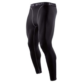 Sillictor Men's Compression Sports Tights, Power Stretch, Long Undergarment (UV Protection, Sweat-Absorbent & Quick-Drying), Black