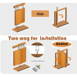 JadwigaS Door Pivot Hinges, 360 Degrees Heavy Duty Pivot Hinge， Hidden Door Hinges for Murphy Door, Bookcase Door, Wood Hidden Door, Secret Door，Includes Door Ball Catch Hardware