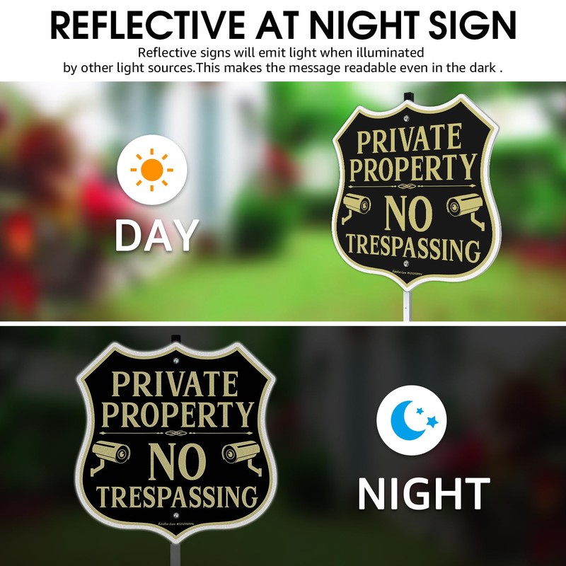 Faittoo No Trespassing Sign Private Property with 42" Stake, 12"x12"