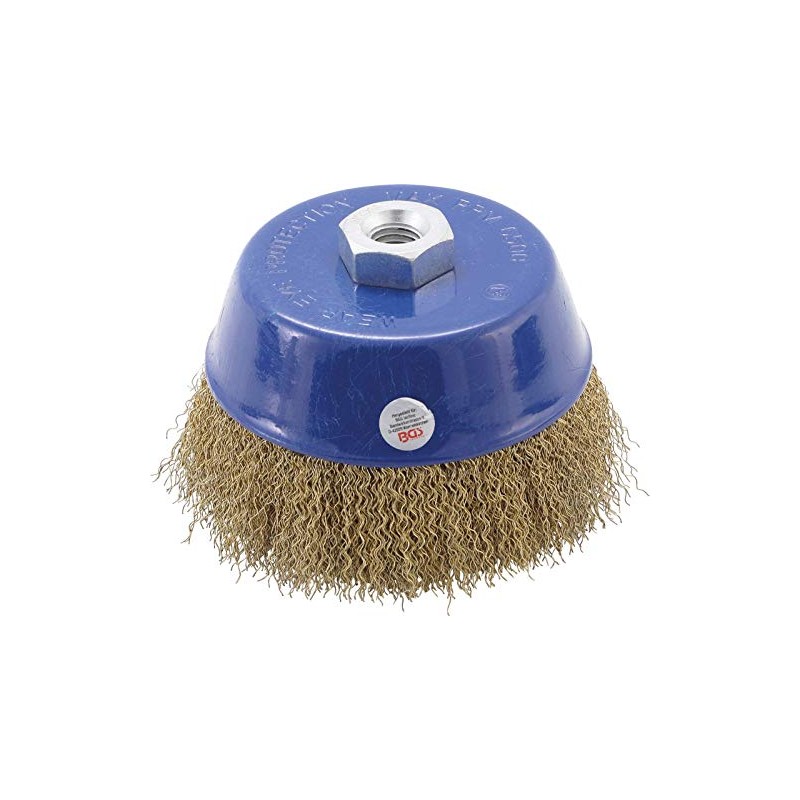 BGS 3988 Brass Coated Wire Cup Brush, Gold/Blue, 125 mm
