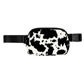 C.C Cow Pattern Fanny Pack for Women - Durable Nylon Belt Bag - Multi-functional Accessory for Boho-Inspired Outfits fanny pack bag fashion waist - Color: BLACK