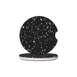 KWSAAHU Car Cup Holder Coasters, 2 Pcs Ceramic Coasters with Cork Back and Finger Slot, Anti-Slip Shock Absorbing Women and Men Universal Car Accessories - Galaxy