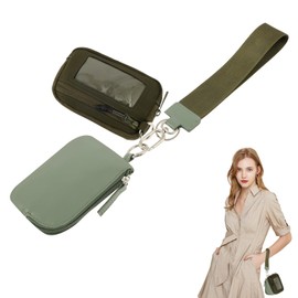 Keychain Wallet Wristlet Wallets for Women, Mini Zip Around Dual Pouch Wristlet, Detachable Portable Coin Purse Pocket w Key Ring, ID Window, Nylon Small Wallet Gifts for Women Travel Sports Outdoors