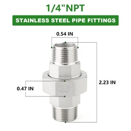 TAISHER 5PCS 304 Stainless Steel Union，1/4" NPT Male x 1/4" NPT Male Cast Pipe Fitting