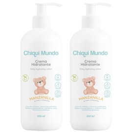 CHIQUI MUNDO Crema Coorporal Hidratante para Bebé Origen Natural Libre de Parabenos, Sulfatos, Siliconas, Colorantes Artificiales y Conservadores. Aromas a Miel & Manzanilla (Crema 2 pack de 500ml)