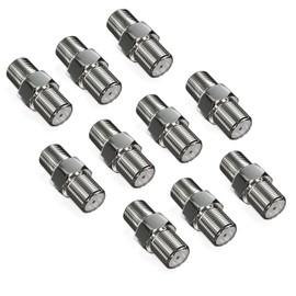 deleyCON Pack of 10 SAT Adaptor Connectors Coaxial Cable Extend 2 x F-Socket Nickel-Plated for Satellite Cable BK Systems