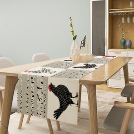 Camino de mesa de gallo rústico, divertido camino de cena de pollo para campo, granja, hogar, cocina, cena, fiesta, decoración de 13 x 60 pulgadas