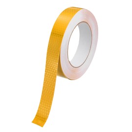 QUARKZMAN Reflective Tape Caution Warning Sticker Tape, 1 Inch x 66 Feet Waterproof PVC Marking Tape for Trailers, Motorcycle, Stairs, Boats, Outdoor, Yellow
