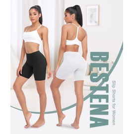 BESTENA 4 Pack Slip Shorts for Women Under Dress, Anti Chafing Seamless Smooth Boyshorts Panties Boxer Briefs for Women(4Nude,Large)