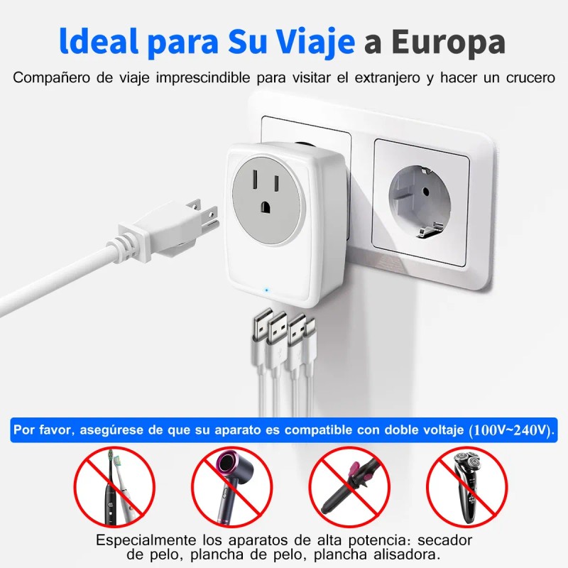 Adaptador De Enchufe Europeo De Viaje Adaptador De Clavija