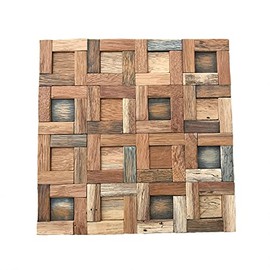 Ekena Millwork WPW12X12FRMENA Freeport Boat Wood Mosaic Wall Tile, 11 7/8"W x 11 7/8"H x 3/4"P, Natural Finish