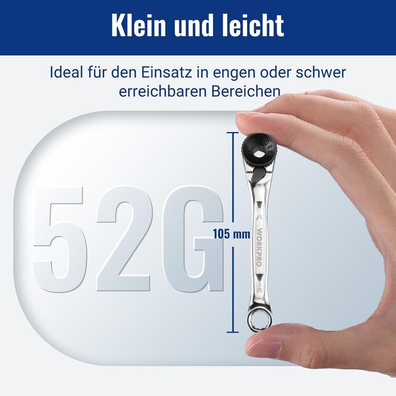WORKPRO Mini-Ratschen-Set, 1/4" Umschaltknarre, 72-Zahn Ratschengriff, Ratschenschlüsselsatz, mit 20 Zubehörteilen,