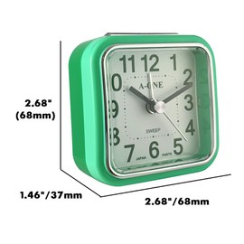 Colorful Silent Alarm Clock – Non-Ticking, Square Design, Battery Operated, Perfect for Kids and Bedrooms (Green)