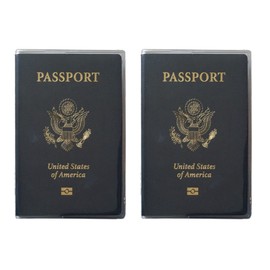 Set of 2 Heavy Duty Clear Vinyl Plastic Passport Cover Holder Travel MADE IN USA