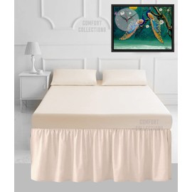100% Poly Cotton Plain Dyed Percale Easy Care Sheets 16" Frilled Base Valance Sheet Cream Single