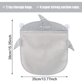 2 PCS Bath Toy Organizer - Mesh Bath Toy Storage Bags -Bath Toy Organiser With 4 Strong Suckers -Easy Storage of Bath Toys and Other Bathroom Items 39x35cm
