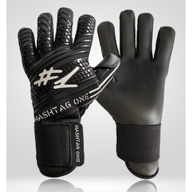 #1 Hashtag One Profi Grip Goalkeeper Gloves for Adults, Children's Goalkeeper Gloves, Men's Football Gloves, Goalkeeper Gloves, Children, Various Sizes and Colours (5, Black White)