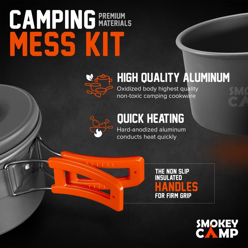 11 Pcs Smokey Camp Backpacking Cooking Set - Compact Camping