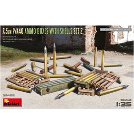 Mini Art 550035402 MiniArt 35402 1:35 German 7.5 cm PaK40 Ammunition Ski. Set of 2 Faithful Replica, Model Building, Plastic Kit, Crafts, Hobby, Gluing, Model Kit, Assembly, Unpainted
