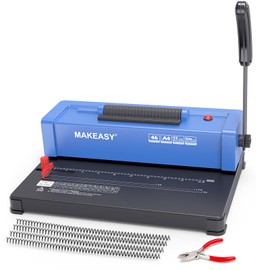 MAKEASY Spiral Binding Machine, 12 Sheets Punch Capacity, Electric Coil Insert, Book Binder Machine for A4/A5/Letter Size Paper, Comes with 100 pcs 5/16'' Coils & Pliers