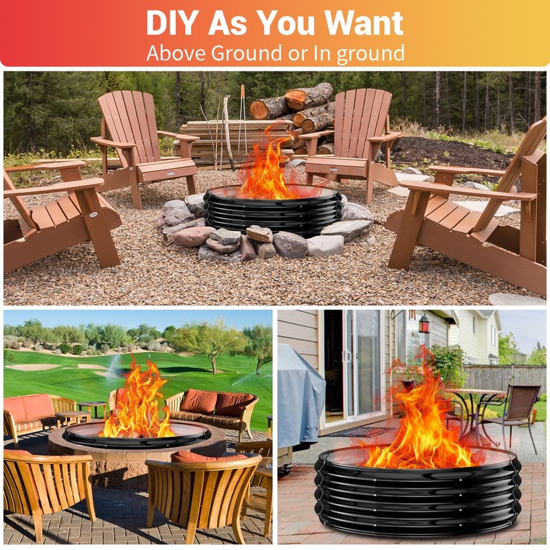 36 Inch Fire Pit Ring for Outside, Heavy Duty High