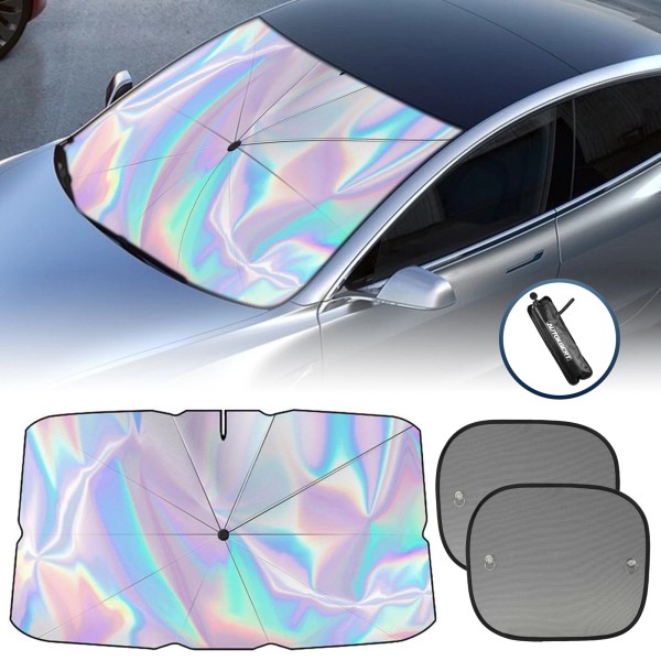 AUTOXBERT Front+Side Window Sun Shade Block Car Windshield Umbrella Cover