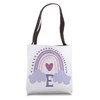 Rainbow for Girls Room Letter Initial E with hearts Tote