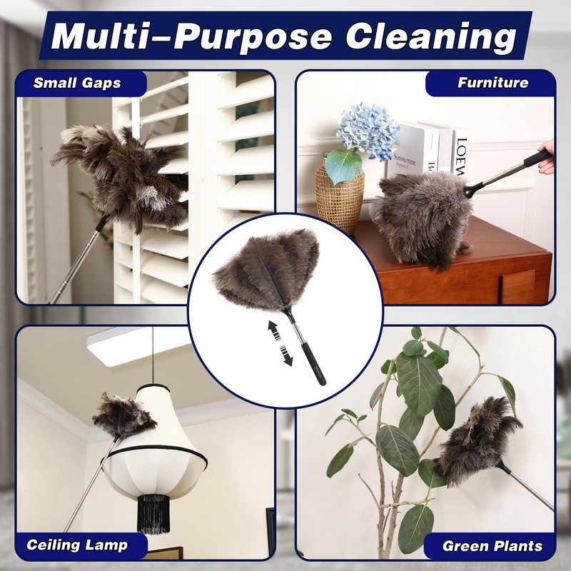 Soarer Extendable Ostrich Feather Duster - 40 inches Fluffy Long
