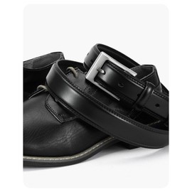 CHAOREN Men's Business Leather Suit Belt, Width 1.2 inches (3 cm), Men's Belt, Leather, Formal Belt, Simple, Durable, Businessman, Work, Job Hunting, Uniform, Multiple Sizes, Pin Type, Gift, A Black