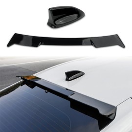 Femibon Rear Roof Spoiler Wing Compatible with Honda Civic 2022 2023 2024 2025 Hatchback Glossy Black,Vehicle Shark Fin Shape Cover,ABS Window Visor Spoiler Wing (2 pcs)