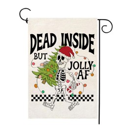Christmas Garden Flag Funny Skeleton Burlap 12 x 18 Inch Vertical Double Sided Xmas Tree Winter Vacation Decorations Seasonal Yard Outdoor Decor
