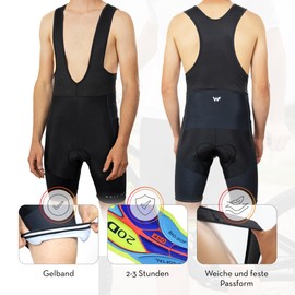 WOLFIRE WF Bib Shorts Men's Cycling Shorts with 20D Gel Padding. Made of Polyester. Cycling Clothing for MTB and Road Riding. Men's Cycling Shorts and Cycling Shorts for Optimal Performance, black