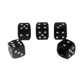 SENZEAL 5x Dice Dust Caps for Car Tyres Aluminum Motorbike Wheel Bicycle Valve Caps Covers Black