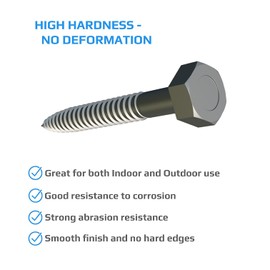 Hexagonal Self-Tapping Head Coach Machine Wood Screws M8x70 (Pack of 10) A2 Stainless Steel Hex Screw for Furniture, Woodworking Coachscrews Heavy Duty Accorting to DIN571 (70mm x 48mm)