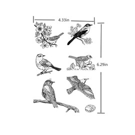 6Pcs Birds Hawk Clear Stamps Transparent Silicone Stamp Album Cards Rubber Stamp for Card Making Decoration and DIY Scrapbooking