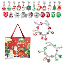 Christmas Advent Calendar 2024 Kids Girls Charm Bracelet Jewellery Advent Calendar 2024 Jewellery Making Kit, Christmas Countdown Calendar Bracelet Craft Kit Xmas Calendar Gifts for Girls Kids